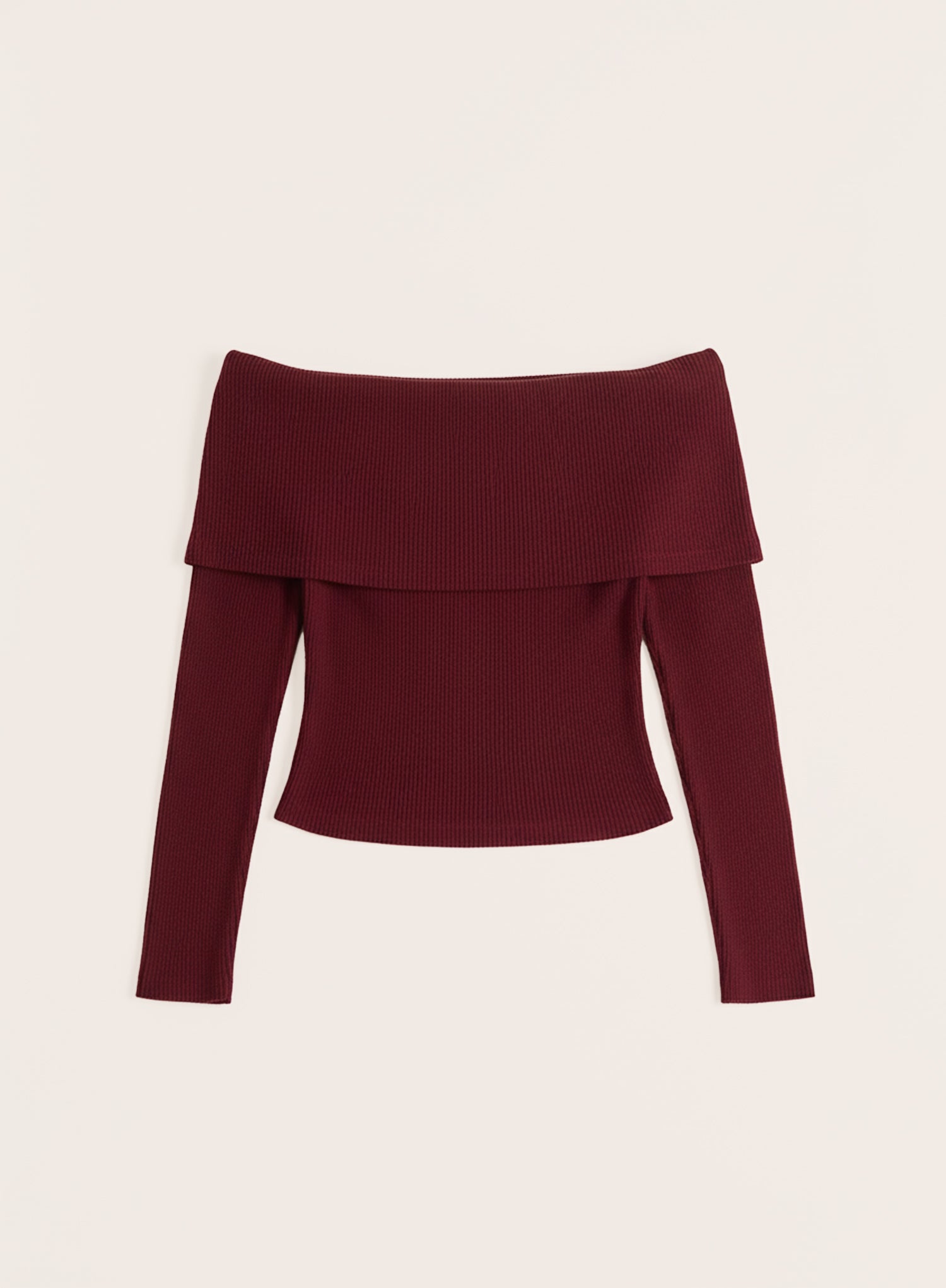 Dark Red Bardot Foldover Top